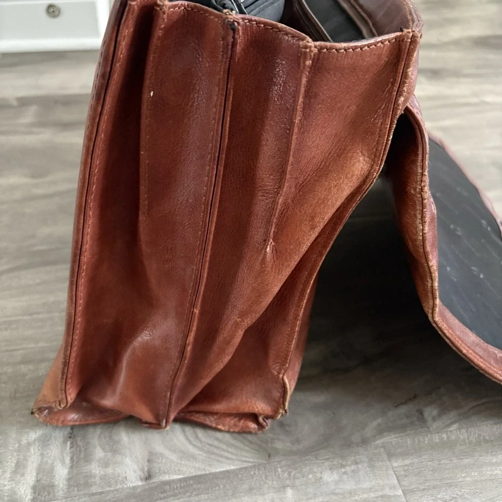Avenues America‎ Vintage Leather Briefcase Portfolio Messenger Bag brown